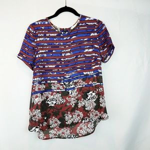 Daniel Rainn Floral Mixed Print Blouse Small